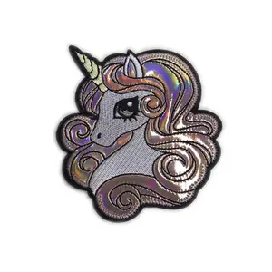 Cheval dame brillant changement de couleur Patch brodé pour le choix/vêtement varity veste patchs broderie