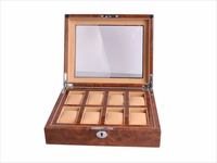 Production personnalisée d'emballages en bois pour boîte à montres, boîte de présentation de montres de voyage en bois carrée de luxe Twing-pak à 8 emplacements, 3039