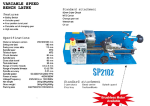 מיני ידני עץ ספסל מחרטה מכונת SP2102 עם 20mm נשא ציר - Product Image 6