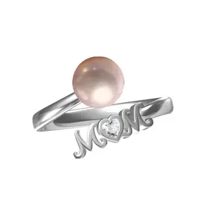 Mother day gift Mom heart ring 925 sterling silver mum oyster pearl mount ring finger adjustable open ring pearl settings
