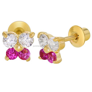 Farfalla Blu e In Modo Chiaro CZ Bambini Del Bambino Ragazze Su Misura Della Vite Prigioniera <span class=keywords><strong>Orecchini</strong></span> In Argento Sterling 925 - Product Image 3