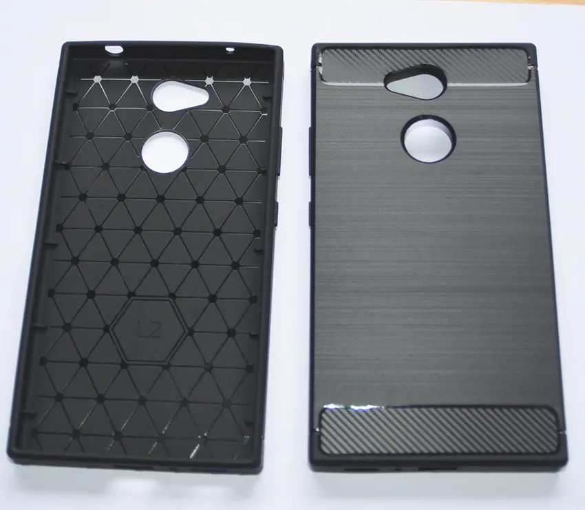 Shockproof Soft carbon fiber mobile phone TPU protective case cover for Sony Xperia L2