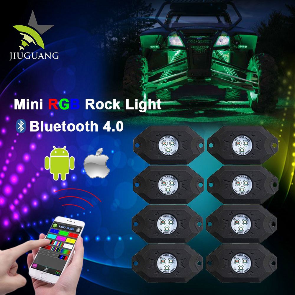8 Vainas RGB Luces Led Off Road Led RGB Luz Roca para Camiones 4x4