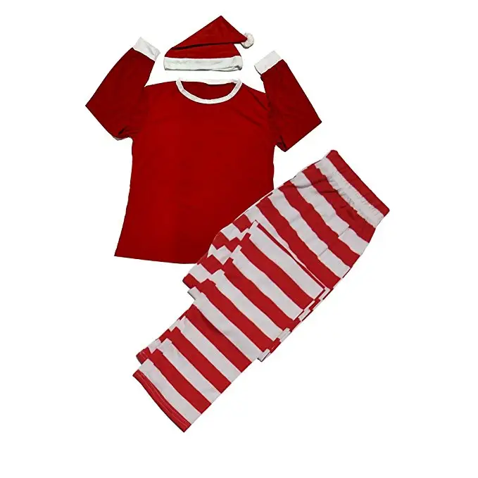 Pijamas de Navidad a juego para Familia y perro, conjuntos de Pjs a rayas rojas y blancas, ropa de Papá Noel con copos de nieve para bebé