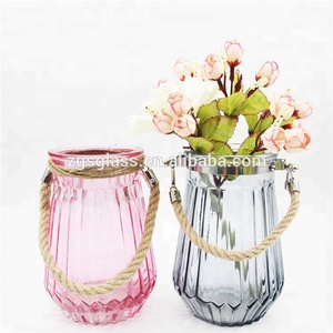 Bocca larga Vaso di Vetro per il Fiore Organizzare Vaso per la Decorazione domestica con la stringa - Product Image 1