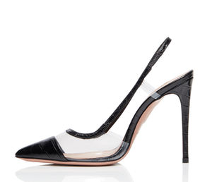 Scarpe da Donna Eleganti con Tacco Alto a Spillo, Punta Affusolata in PVC, Slingback per Feste e Cerimonie - Product Image 1