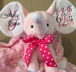 Vendita calda peluche peluche monogramma elefante annuncio di nascita giocattolo ricamato - Product Image 1