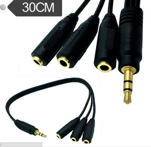 Cable divisor de audio para auriculares de 3,5mm, 1 macho a 3 hembra, cable estéreo divisor