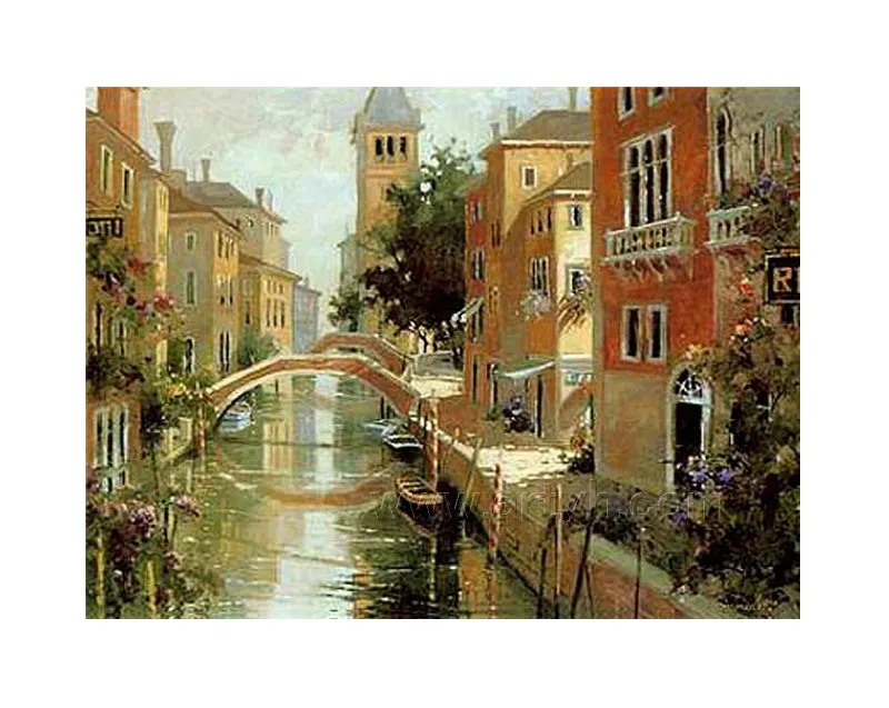 Pintura al óleo Venecia puente elegante ciudad o mediterráneo