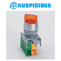 Sélecteur de commande industriel rotatif en plastique éclairé 2NO 2 positions, 22 mm, étanche IP65, tension maximale 120V, néon/LED, 6A max.