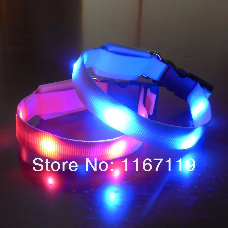 wholesale dog puppies collar 5pcs LED light glowing in the dark led dog collar with led