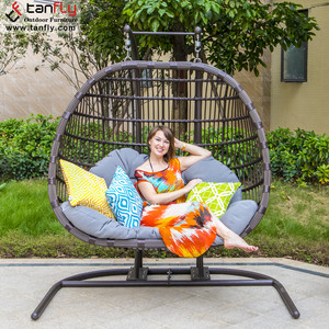 Nouveau design de causeuse <span class=keywords><strong>suspendue</strong></span> en rotin et osier Chaise pivotante en osier <span class=keywords><strong>suspendue</strong></span> Chaise en rotin de <span class=keywords><strong>jardin</strong></span> - Product Image 3