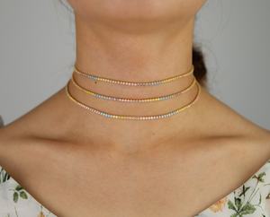 Delle donne di modo collare placcato <span class=keywords><strong>oro</strong></span> <span class=keywords><strong>sottile</strong></span> tennis catena pastello arcobaleno <span class=keywords><strong>collana</strong></span> del choker - Product Image 2