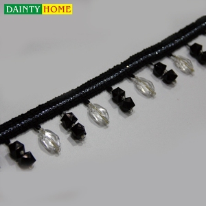 Chine Fringe <span class=keywords><strong>Rideau</strong></span> Conception <span class=keywords><strong>Carré</strong></span> Dentelle Perlée Fringe - Product Image 1