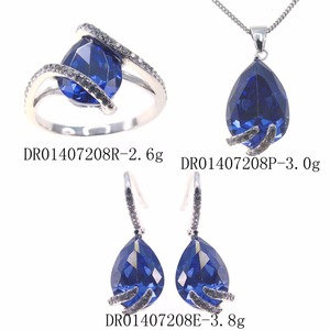 2020 increíble diseños de plata esterlina 925 tanzanita anillo CZ con blanco cz chapado en rodio conjuntos de joyas - Product Image 6
