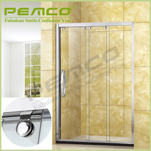 Nuevamente diseño rueda colgante acero inoxidable 304 puertas correderas <span class=keywords><strong>de</strong></span> cristal sin marco ducha pantalla - Product Image 5