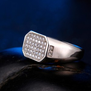 Anello in Argento Sterling 925 Stile Turco Classico per Uomo, Anello alla Moda con Diamante - Product Image 5