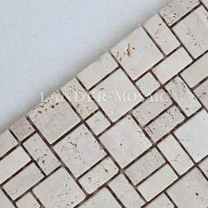 Màu beige <span class=keywords><strong>travertine</strong></span> khảm đá cẩm thạch matt hoàn thiện vàng chọn <span class=keywords><strong>mosaic</strong></span> tường ngói - Product Image 5