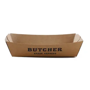 SENCAI wholesale custom printing eco kraft paper boat shape fast food packaging tray