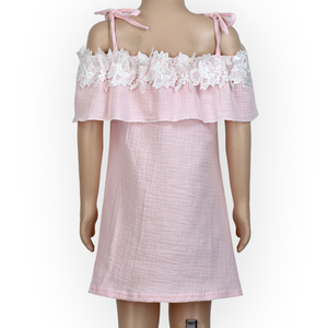 <span class=keywords><strong>Diario</strong></span> de verano color rosa seersucker vestido sin mangas gallus encaje volantes vestidos de Partido de las muchachas - Product Image 4
