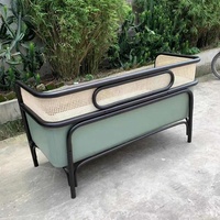 Vienna Cane Gebogenes Holz Thonet-Struktur Gepolsterter Targa Lounge-Sessel Sofa
