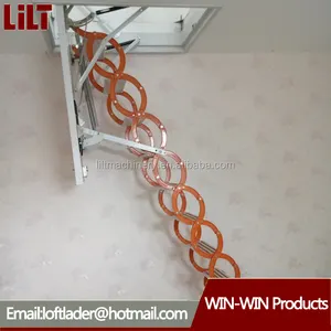 Ruimtebesparend Schaar Loft Ladder Met Anti-Slip Stappen, Massief Stalen Ladder