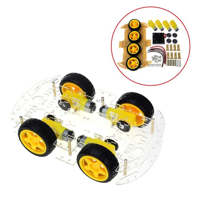 Smart Car Kit 4WD Smart Robot Car Chassis Kits with Speed Encoder and Battery Box for Diy Kit