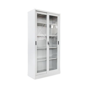 <strong>Metal</strong> <strong>File</strong> <strong>Cabinet</strong> with Glass Doors Cupboard Locker Steel Storage Wardrobe - Product Image 3