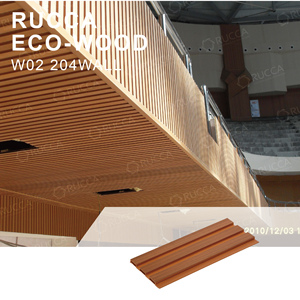 Panneau mural composite WPC décoratif en PVC 204*16mm, grain de bois naturel, couleur blanche, planches en bois-plastique par RUCCA - Product Image 5