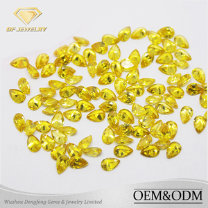 Venta caliente de la joyería de piedras preciosas creadas en laboratorio de oro champán amarillo pera cz piedras preciosas - Product Image 1