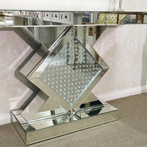 Mesa de salón de <span class=keywords><strong>consola</strong></span> de <span class=keywords><strong>cristal</strong></span> flotante con espejo veneciano contemporáneo - Product Image 4