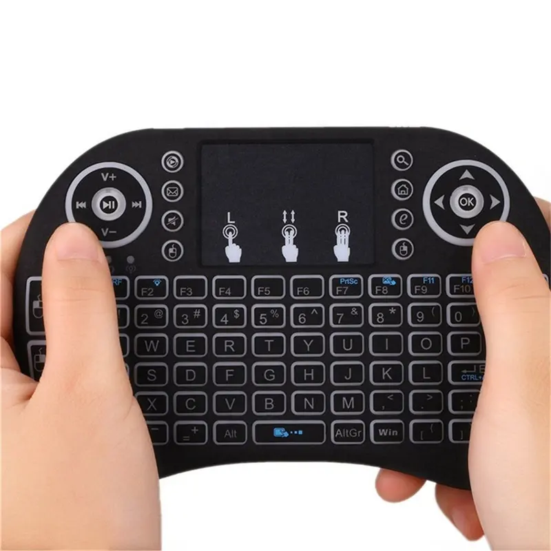 2019 New Arrival 2.4G I8 Màu Backlit Bàn Phím Chơi Game Với Touch Pad Chuột Cho HTPC Máy Tính Bảng Máy Tính Xách Tay PC Teclado