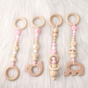Bird & Elephant anello per massaggiagengive in legno perline in Silicone BPA sonaglio appeso gratuito Baby Play Gym - Product Image 2