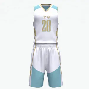 Excelente calidad personalizar diseño en blanco sublimado barato de baloncesto uniforme