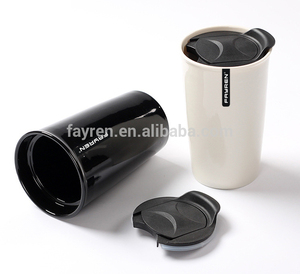 15 oz doble pared personalizado cerámica Starbuck viajes <span class=keywords><strong>taza</strong></span> de café <span class=keywords><strong>con</strong></span> <span class=keywords><strong>tapa</strong></span> - Product Image 2