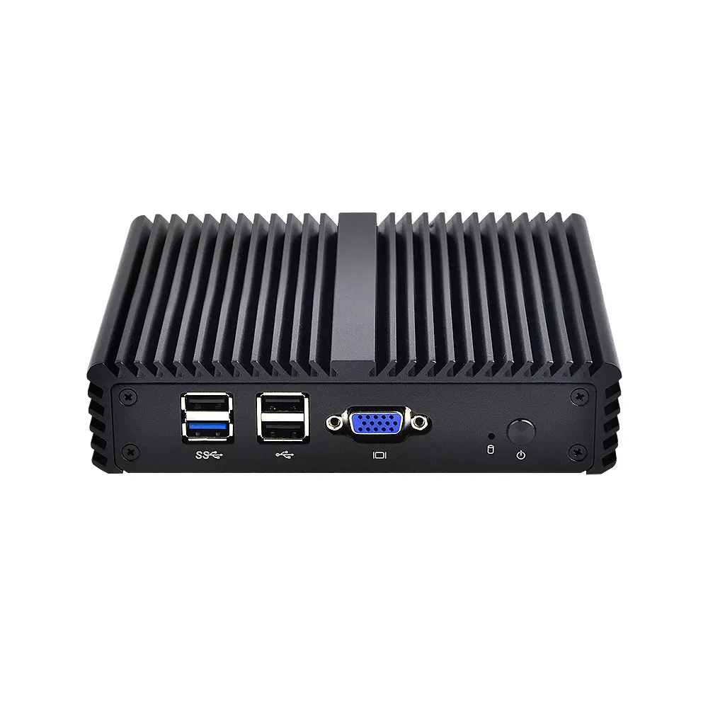 Không Quạt Mini PC Công Nghiệp Max 8G DDR3 Dual Core Mini Máy Tính Để Bàn Máy Tính X86 4 Cổng Lan 12V 1080P Không Quạt Thiết Bị