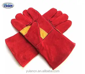 Red Welding Gloves 12"14" 16" Cow Split Welding Leather Gloves Red