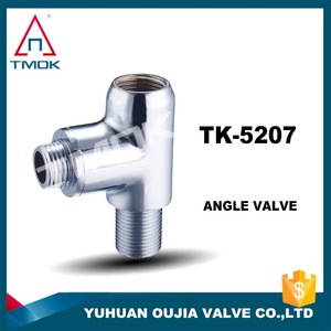 Válvula ángulo cobre <span class=keywords><strong>amarillo</strong></span> con cromado pulido tres vías <span class=keywords><strong>flujo</strong></span> agua npt CE montado en la pared baño sanitario limpia lavadora - Product Image 2