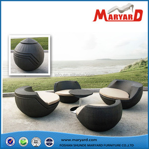 Ensemble de <span class=keywords><strong>jardin</strong></span> compact rond en forme d'œuf, <span class=keywords><strong>chaise</strong></span> longue pliante pour meubles d'extérieur DIY - Product Image 4