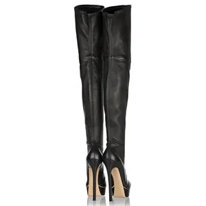 Stivali in pelle con tacco alto con piattaforma invernale Sexy stivali da donna italiani alti al ginocchio impermeabili logo personalizzato all'ingrosso
