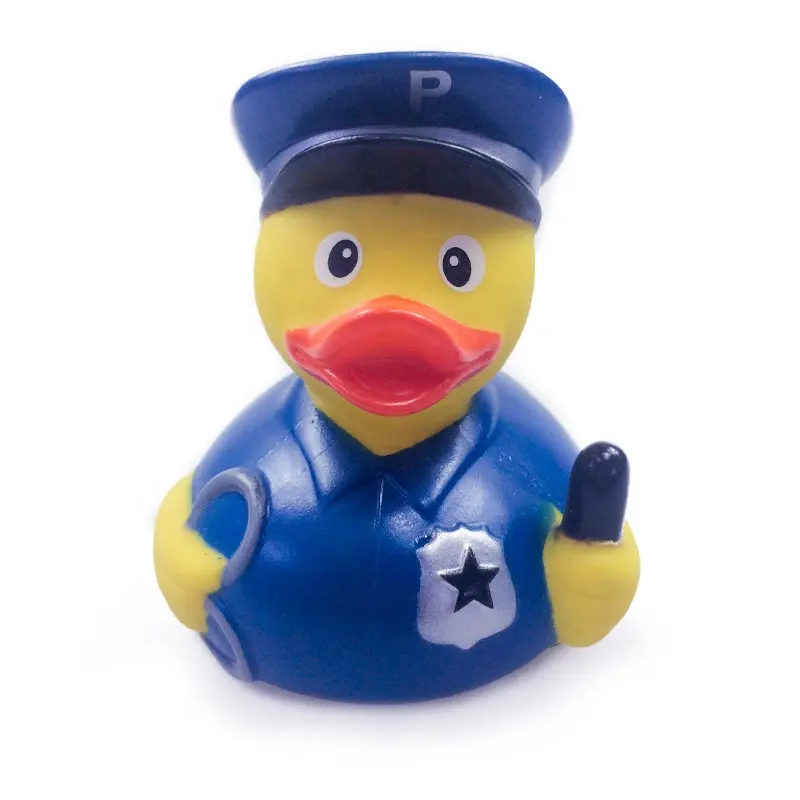 Bebek PVC yüzer banyo oyuncak mavi üniforma polis ördek
