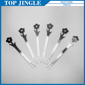 6pcs petites fourchettes à salade en forme de fleur en acier inoxydable - Product Image 1