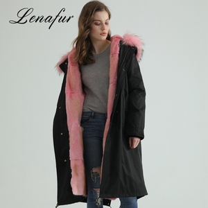 En gros <span class=keywords><strong>De</strong></span> Mode Noir Femmes Parka Réel Rose Fourrure <span class=keywords><strong>De</strong></span> Vison Doublure Raton Laveur Col <span class=keywords><strong>De</strong></span> Fourrure Parka Manteau - Product Image 6