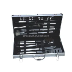 Edelstahl-Grill werkzeugset/18 PCS Werkzeugset mit Aluminium gehäuse/Grill werkzeugset mit Gabel und Zange