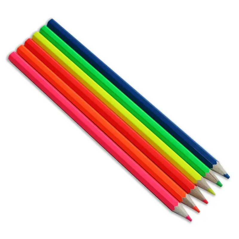 蛍光色付き蛍光ペンネオン色鉛筆六角形天然木製ジャンボネオンハイライト色鉛筆まとめて