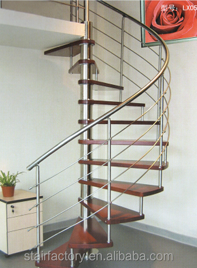 Винтовая лестница модные центральная колонка, дерево, протекторы, нержавеющая сталь ректификационная колонна, L-475