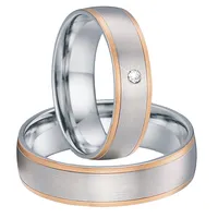 แหวนแต่งงานสำหรับผู้ชายและผู้หญิง,แหวนแต่งงานทำจากสเตนเลสสตีลชุบทองโรสโกลด์18K