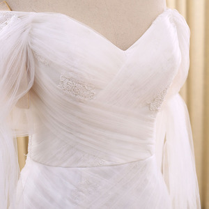 RSM66171real hombro playa vestidos de novia para la novia embarazada vestido de novia de tul - Product Image 4