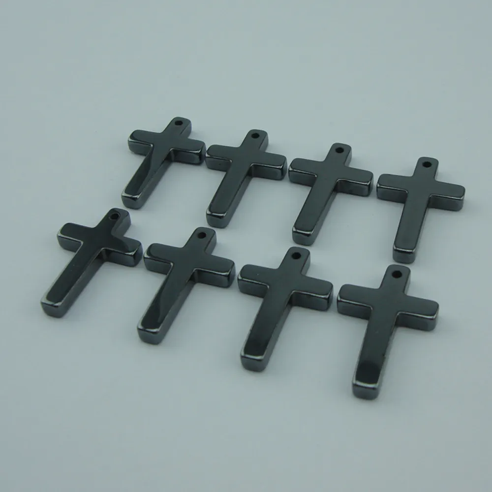 Wholesale Large Stock Black Cross Religion Hematite Charm Pendants For Making Accessories