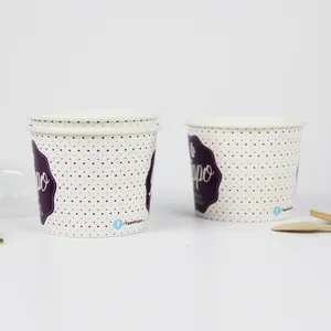 Kubbe kapaklı 12oz toptan özel tasarım baskılı gıda sınıfı dondurma yoğurt kağıt bardaklar